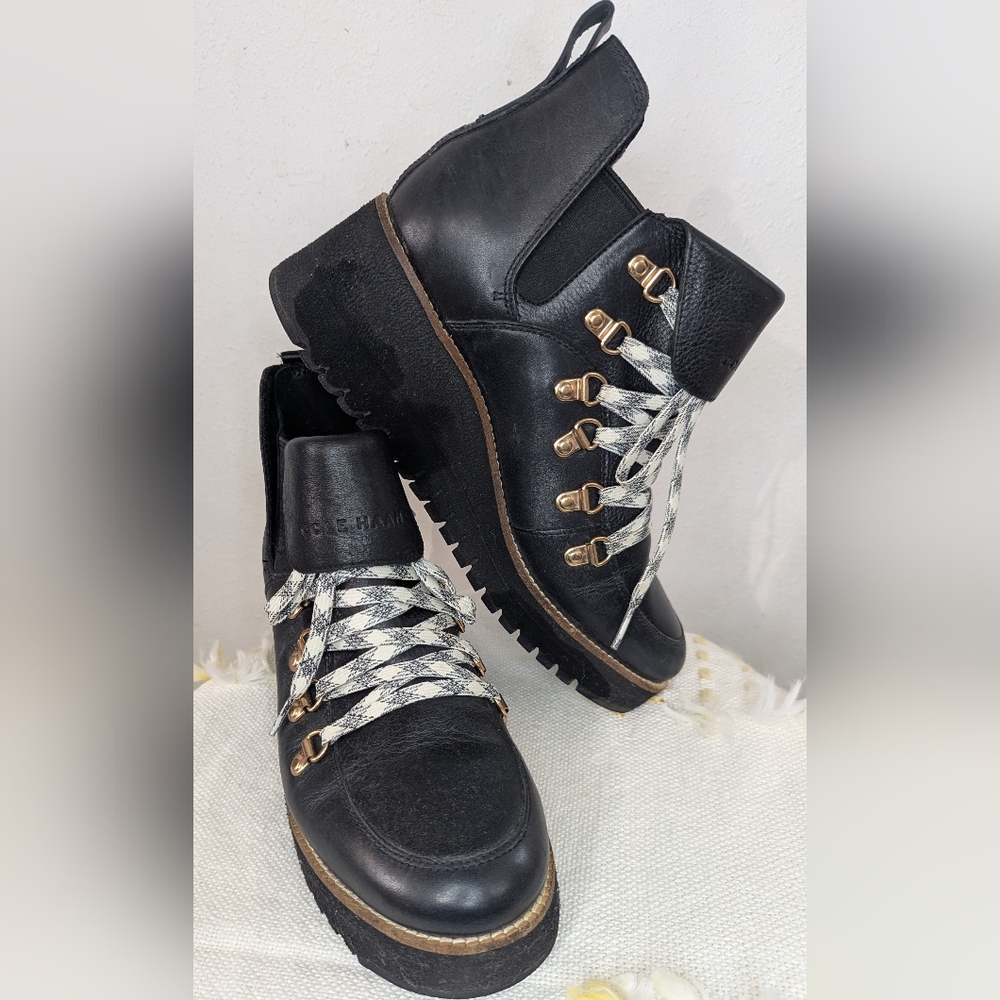 Lightly Used- Cole Haan ZeroGrand Wedge Bootie Leather! size 8.5
